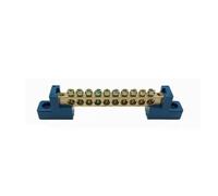 Ground Bus Bar Terminal Block 1pc Copper Screw Terminal Block Bar Wiring Row Zero Ground Brass Strip Protection Flame Retardant Distribution Box Connection(Blue-10pin Zero)