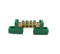 Ground Bus Bar Terminal Block 1pc Copper Screw Terminal Block Flame Retardant Bar Wiring Row Zero Ground Brass Strip Protection Distribution Box Cable Connection(Green-4pin Earth)