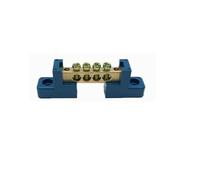Ground Bus Bar Terminal Block 1pc Copper Screw Terminal Block Flame Retardant Bar Wiring Row Zero Ground Brass Strip Protection Distribution Box Cable Connection(Blue-4pin Zero)