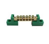 Ground Bus Bar Terminal Block 1pc Copper Screw Terminal Block Flame Retardant Bar Wiring Row Zero Ground Brass Strip Protection Distribution Box Cable Connection(Green-6pin Earth)