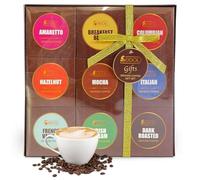 Ground Coffee Gift Set - 9-Flavour Gourmet Selection Box in Festive Packaging - Christmas Coffee Hamper for Friends, Family & Coffee Lovers - Holiday Present with Colombian, Amaretto, Hazelnut & More