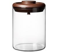 Ground Coffee Glass Container, 30.4 fl oz / 900 ml, Airtight Pop Top Coffee Canister with CO₂ Gate, Press Type Seal, Transparent Coffee Bean Storage Jar for Home Kitchen