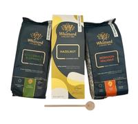 Ground Coffee Set - Coffee Selection Bundle (Monsoon Malabar, Guatemala Elephant, Hazelnut) + Wooden Stirrer - Premium Coffee Tasting Set By ECLECTUS