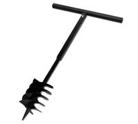 Ground Drill with Handle Auger Bit 180 mm Three Spirals Steel Black