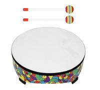 Ground Drum Sheepskin Applique Tambourine Handheld Percussion Instrument Toy Kids Music Teaching Aid Musical Toy Floor Drum