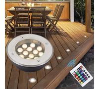 Ground Led Landscape Lights - Outdoor Buried Lights, 24V Low Voltage Underground Light, Ip67 Waterproof Ground Lights, Round Recessed Decorate Lights, For Garden Lawn,Rgb(Red Green Blue)-18W