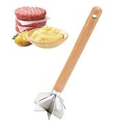 Ground Meat Mincer Tool - Food Chopper with Wooden Handle | Efficient Burger Masher | for Kitchen Home Restaurant Vegetable Potato Chicken Beef Nuts Hamb