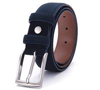 Ground Mind Thick Suede Leather Belt for Men Casual Dress Belts, Navy Blue, 44