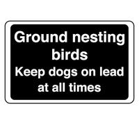 Ground Nesting Birds Keep Dogs On Lead At All Times - safety sign - 3mm Aluminum Dibond for indoor/outdoor usage (400mm x 300mm) 14m Viewing Distance.