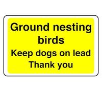 Ground Nesting Birds Keep Dogs On Lead Thank You - safety sign - High tack self-adhesive sticker (600mm x 400mm) Viewing Distance within 20m.