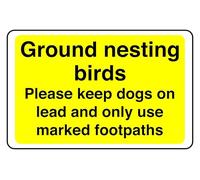 Ground Nesting Birds Please Keep Dogs On Lead And Only Use Marked Footpaths - safety sign - 1.2mm Rigid plastic for indoor/outdoor usage (400mm x 300mm) Viewing Distance within 14m.