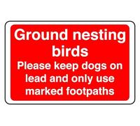 Ground Nesting Birds Please Keep Dogs On Lead And Only Use Marked Footpaths - safety sign - High tack self-adhesive sticker (600mm x 400mm) Viewing Distance within 20m.