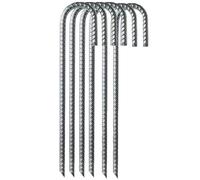 Ground Rebar Stakes - Galvanized Steel Build, J Shaped Design, Heavy Duty Holding Power, Soil Ends | Outdoor Anchoring Solution For Tents Canopies Car Ports And Garden Structures