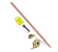 Ground Spike Set Copper-Clad 3 m Diameter 16 mm - Depth Ground Rod with Cross Connector and Corrosion Protection Tape | For PV Systems, Lightning Protection & Electrical Installation (16 mm x 1 meters