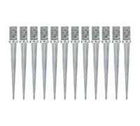 Ground Spikes Pack of 12 Silver 8 x 8 x 76 cm Galvanised Steel Ground Spike Post Anchor Fence Anchor Attachment Garden Patio Lawn Bed Foundation Support