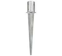 Ground Spikes Pack of 6 Silver 10 x 76 cm Galvanised Steel with Pre-Drilled Holes Ground Spike Post Anchor Fence Anchor for Garden Patio Bed Fence Post Privacy Screen Gazebo Attachment