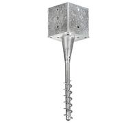 Ground Spikes Pack of 6 Silver 14 x 14 x 58 cm Galvanised Steel with Pre-Drilled Holes Spiral End for Garden Fences Post Anchor Fence Anchor and Attachment in the Garden Patio