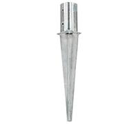 Ground Spikes Pack of 6 Silver Galvanised Steel 8 x 61 cm with Pre-Drilled Holes Ground Spike Post Anchor Fence Anchor for Garden Patio Bed Foundation Attachment and Support