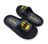 Ground Up Batman Classic 90s Logo Flip Flop Comfort Slide Sandals, Black, 11-12