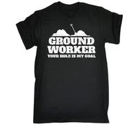 Ground Worker Hole is My Goal Men's T-Shirt Unisex Black Tee Clothing M