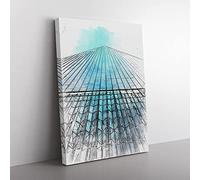 Ground Zero In New York City In Abstract Modern Canvas Wall Art Print Ready to Hang, Framed Picture for Living Room Bedroom Home Office Décor, 50x35 cm (20x14 Inch)