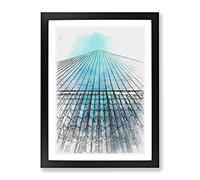 Ground Zero In New York City In Abstract Modern Framed Wall Art Print, Ready to Hang Picture for Living Room Bedroom Home Office Décor, Black A2 (64 x 46 cm)