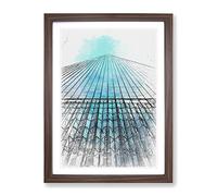 Ground Zero In New York City In Abstract Modern Framed Wall Art Print, Ready to Hang Picture for Living Room Bedroom Home Office Décor, Walnut A4 (34 x 25 cm)