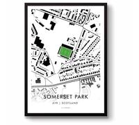 GroundDesigns AYR UNITED FC Somerset Park Stadium Map | Football Gift | Unframed A3 Art Print