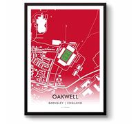 GroundDesigns BARNSLEY FC Football Gift OAKWELL Stadium Art Map Unframed A3 Print TYKES