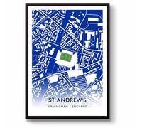 GroundDesigns BIRMINGHAM CITY FC Football Gift ST ANDREW'S Stadium Map Unframed A3 Art Print BLUES