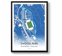 GroundDesigns BLACKBURN ROVERS Football Gift EWOOD PARK Stadium Art Map Unframed A3 Print BRFC