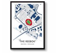 GroundDesigns BOLTON WANDERERS Football Gift THE REEBOK Stadium Art Map Unframed A3 Print BWFC