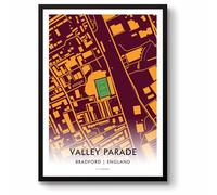 GroundDesigns BRADFORD CITY AFC Football Gift VALLEY PARADE Stadium Art Map Unframed A3 Print BCAFC