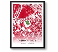 GroundDesigns BRISTOL CITY FC Football Gift ASHTON GATE Stadium Art Map Unframed A3 Print BCFC