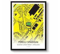 GroundDesigns BURTON ALBION FC Football Gift PIRELLI STADIUM Art Map Unframed A3 Print BAFC
