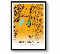 GroundDesigns CAMBRIDGE UNITED Football Gift ABBEY STADIUM Art Map A3 Print CUFC