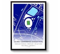 GroundDesigns CHELSEA FC 2025 CONFERENCE LEAGUE WINNERS Football Gift Wroclaw Stadium Map Unframed A3 Art Print CFC