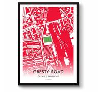 GroundDesigns CREWE ALEXANDRA Gresty Road Mornflake Stadium Map | Football Gift | Unframed A3 Art Print