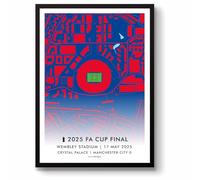 GroundDesigns CRYSTAL PALACE 2025 FA CUP WINNERS Football Gift Wembley Stadium Map Unframed A3 Art Print CPFC