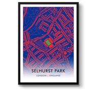 GroundDesigns CRYSTAL PALACE Football Gift SELHURST PARK Stadium Map Unframed A3 Art Print CPFC