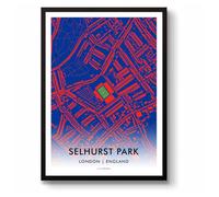 GroundDesigns CRYSTAL PALACE Selhurst Park Stadium Map | Football Gift | Unframed A3 Art Print