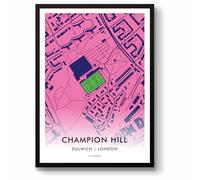 GroundDesigns DULWICH HAMLET FC Football Gift CHAMPION HILL Stadium Art Map Unframed A3 Print DHFC
