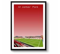 GroundDesigns EXETER CITY FC Football Gift ST JAMES' PARK Stadium Art Unframed A3 Print ECFC