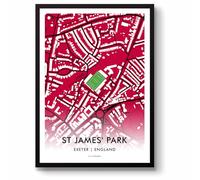 GroundDesigns EXETER CITY Football Gift ST JAMES' PARK Stadium Art Map Unframed A3 Print ECFC