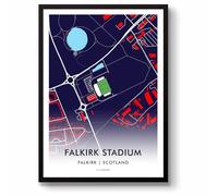 GroundDesigns FALKIRK FC Football Gift FALKIRK STADIUM Art Map Unframed A3 Print FFC