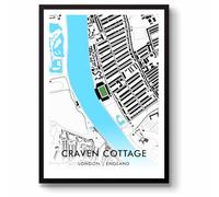 GroundDesigns FULHAM FC Football Gift CRAVEN COTTAGE Stadium Art Map Unframed A3 Print FFC