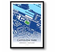 GroundDesigns GREENOCK MORTON FC Football Gift CAPPIELOW PARK Stadium Art Map Unframed A3 Print GMFC