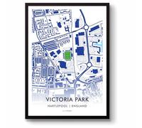GroundDesigns HARTLEPOOL UNITED FC Football Gift VICTORIA PARK Stadium Art Map Unframed A3 Print HUFC