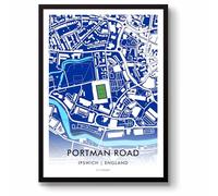 GroundDesigns IPSWICH TOWN Football Gift PORTMAN ROAD Stadium Map Unframed A3 Art Print ITFC