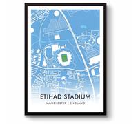 GroundDesigns MAN CITY Football Gift ETIHAD STADIUM Art Map Print Manchester MCFC